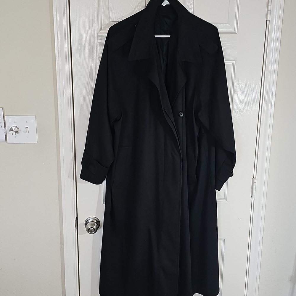 Vintage Towne By London Fog Women's 14 Petite Black Trench Coat Old Money